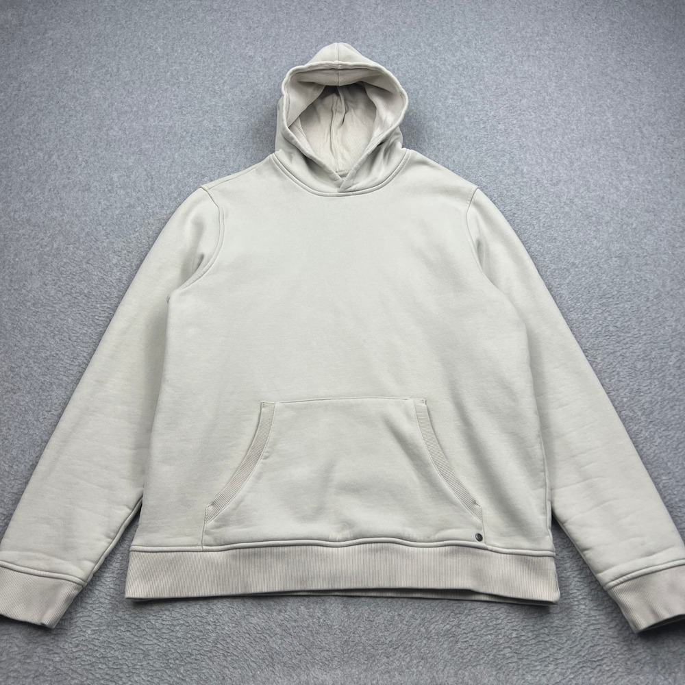 Vuori Seaside Pullover Hoodie Mens Large Ivory Organic Cotton Sweatshirt V299